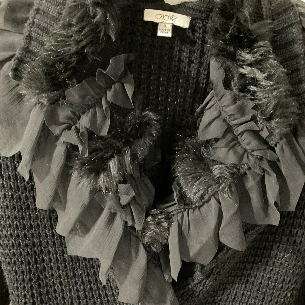 Cache Black Ruffled Cardigan - Picture 14 of 16